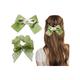 Majestique Satin Silk Layered Hair Bow Embellished Clip And Hair Scrunchies Combo For Women Girls - Green 2's - Hair Clips/Bands