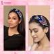 Majestique Cotton Floral Printed Embroidered Embellished Fabric Hair Accessories Band - Blue 1's - Hair Clips/Bands