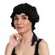 Mueras Silk Satin Hair Bonnet Black 1's - Hair Clips/Bands