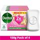 Dettol Soap - Skincare with 2X Moisturizers (Pack Of 4 X 150 g) - Soaps