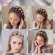 Majestique Stylish Braided Double Layer Twist Plait Plastic Headband with Elegant Flower 1's - Hair Clips/Bands