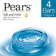Pears Soft & Fresh Bathing Bar with 98% Pure Glycerine & Mint Extracts Look Young Stay Young 125gm Each 4's - Soaps