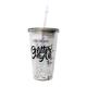 Colorbar Sipper Grey Glass with Lid and Straw 1's - Makeup Bags & Cases