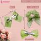 Majestique Satin Silk Layered Hair Bow Embellished Clip And Hair Scrunchies Combo For Women Girls - Green 2's - Hair Clips/Bands
