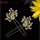 Majestique Flower Hair Clips Accessories Crystal Rhinestone Bridal Pin For Women, Girls 2's - Hair Clips/Bands