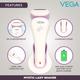 Vega Mystic Lady Shaver for Mins Runtime with Quick Charge, IPX 6 Waterproof and Cord and Cordless Use, (VHLS-02) 1's - Shaving & Hair Removal