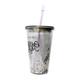 Colorbar Sipper Grey Glass with Lid and Straw 1's - Makeup Bags & Cases