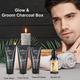 Globus Naturals Glow and Groom Charcoal Box, Box Includes - Charcoal Men Face Wash 100gm, Face Scrub 100gm, Peel Off Mask 100gm, Beard Oil 50ml 1's - Creams, Lotions & Oils