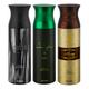 Ajmal Carbon & Sacrifice II & Wisal Dahab Deodorant Spray - For Men (Pack Of 3) 200 ml - Men Perfumes (Edt/Edp)