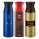 Ajmal Blu & Sacred Love & Wisal Dahab Deodorant Spray - For Men & Women (Pack Of 3) 200 ml - Perfumes (Edt/Edp)