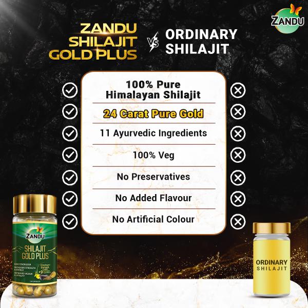 Zandu Shilajit Gold Plus Capsules 60's - Sexual Healthcare