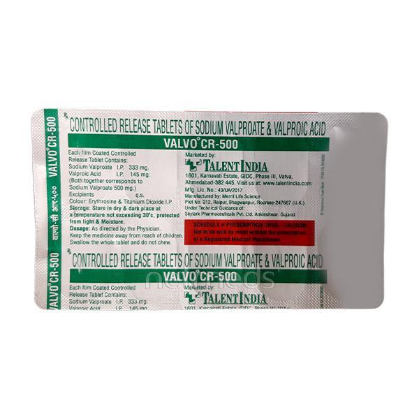 Valvo CR 500mg Tablet 10'S - Epilepsy/Convulsion-Ant