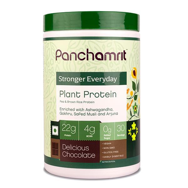 Panchamrit Plant Protein (Pea & Brown Rice Protein) - Delicious Chocolate 1 kg - Protein Drink
