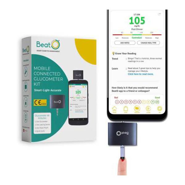 Netmeds | BeatO Smart Glucometer Kit (Mobile Connected Glucometer 1's + Test Strips 20's)