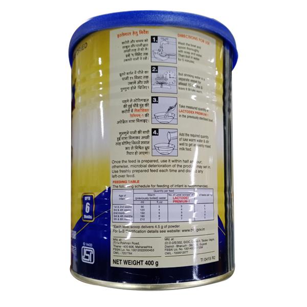 Lactodex 1 Premium Follow Up Formula (upto 6 months) Powder 400 gm (Tin) - Baby And Infant Supplements