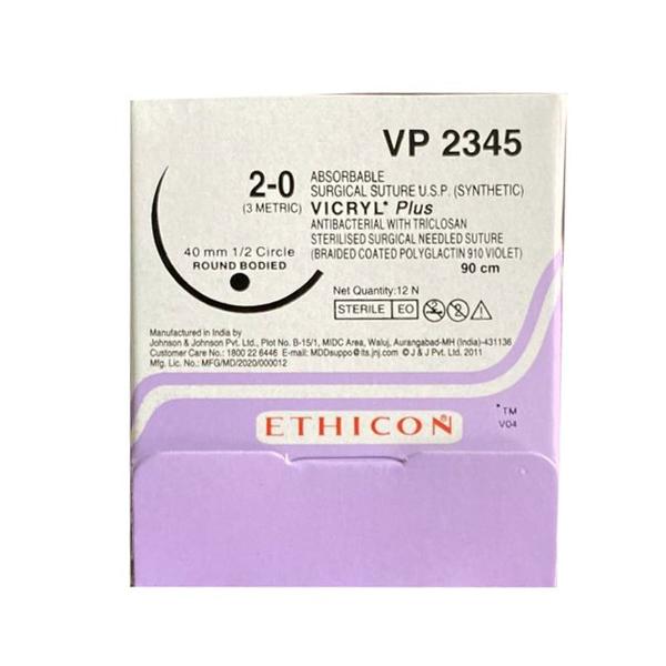 Netmeds | Johnson & Johnson Ethicon Vicryl Plus Absorbable Surgical Suture (2-0) (90 cm) (VP2345) 1's
