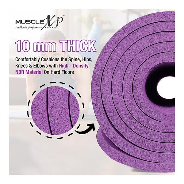 MuscleXP (10 mm) Thick NBR Material Yoga Mat - (Purple) 1's - Workout Essentials