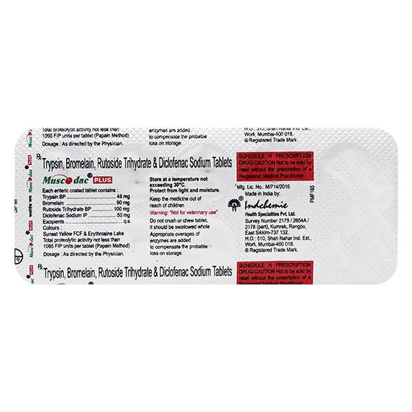 Muscodac Plus Tablet 10'S - Pain relief-Nsa