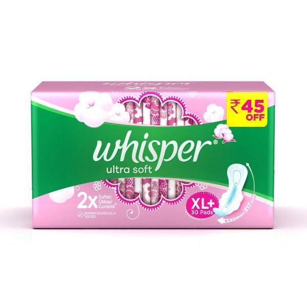 Whisper Ultra Soft Air Fresh Sanitary Pads (XL+) 30's - Sanitary Napkins