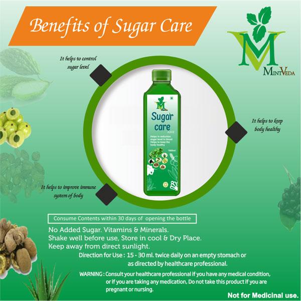 Mint Veda Sugar Care Juice (Pack of 2 x 1000 ml) - Herbal Dietary Supplement