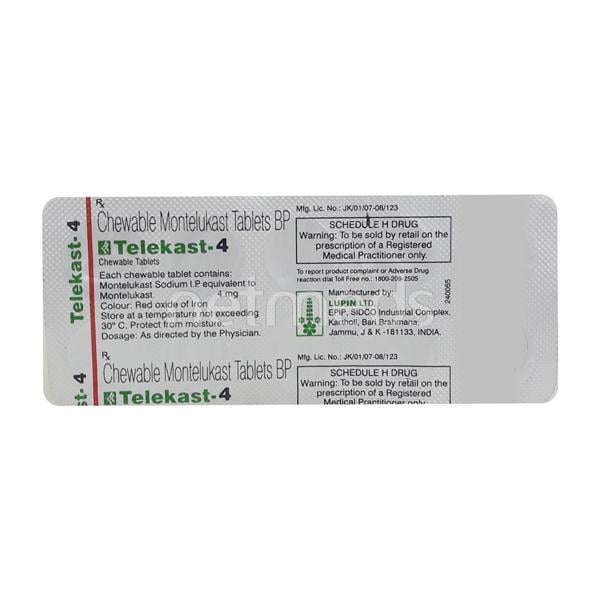 Telekast 4mg Tablet 10'S - Asthma/COPD-Ast