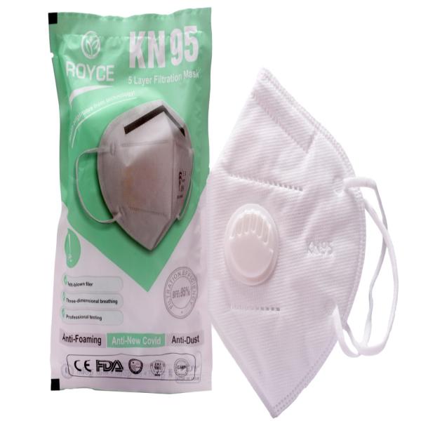 Netmeds | KN95 Face Mask With One Valve (Adult Free Size) - White (Pack of 1)