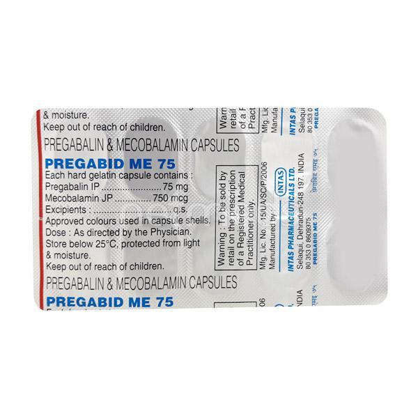 Pregabid ME 75mg Capsule 10'S - Neuropathic Pain-Noo