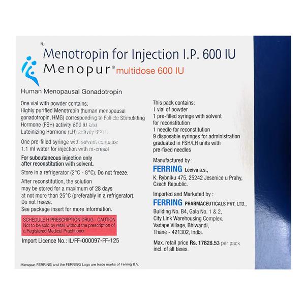 MENOPUR MULTIDOSE 600iu Injection 1's - Hormonal Therapy-Tro