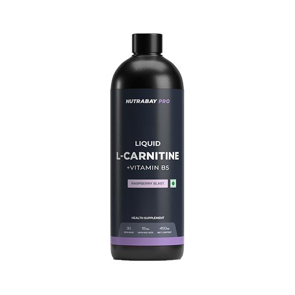 Netmeds | Nutrabay Pro L Carnitine +Vitamin B5 Liquid - Raspberry Blast 450 ml