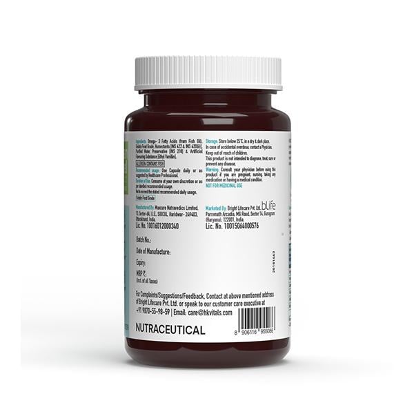 HealthKart HK Vitals Super Strength Fish Oil Soft Gelatin Capsule 60's - Omega Fish Oil Fatty Acids