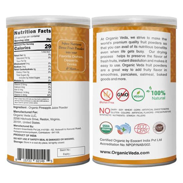 Organic Veda Pineapple Juice Powder 227 gm - Pure Herbs