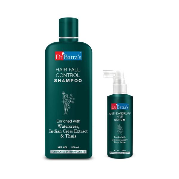 Dr Batra's Hair Fall Control Shampoo 500 ml + Anti-Dandruff Hair Serum 125 ml - Hair Treatment