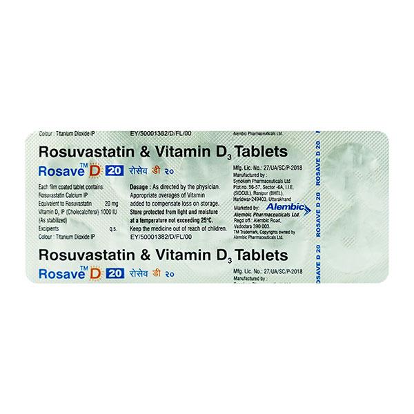 Rosave D 20mg Tablet 10'S - High Cholesterol-Dys