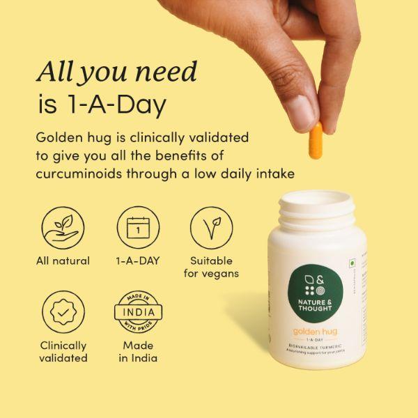 Nature & Thought Golden Hug Turmeric Capsule 30's - Herbal Dietary Supplement