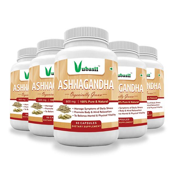 Vubasil Ashwagandha 800 mg Capsule (Pack of 5 x 60's) - Ashwagandha