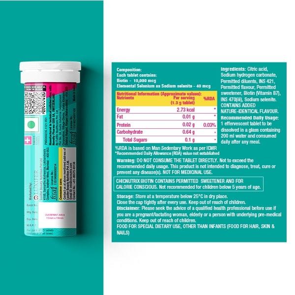 Chicnutrix Biotin With Selenium Effervescent Tablet - Lime & Lemon Flavour (Pack of 2 x 15's) - Hair & Skin