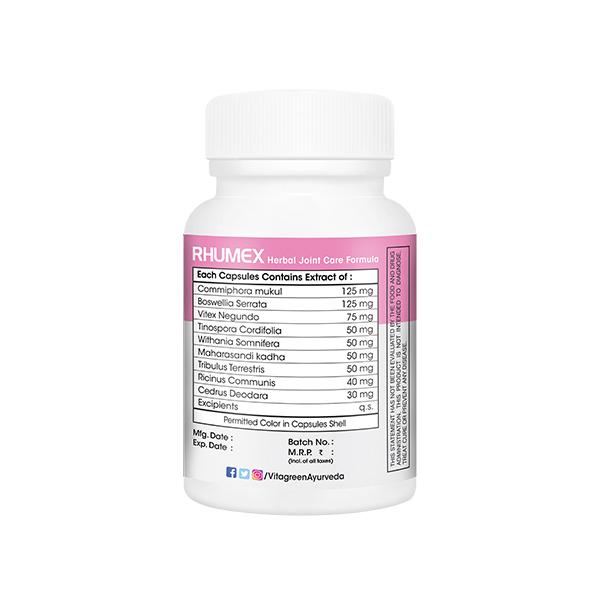 VitaGreen Rhumex Capsules 30's - Herbal Dietary Supplement