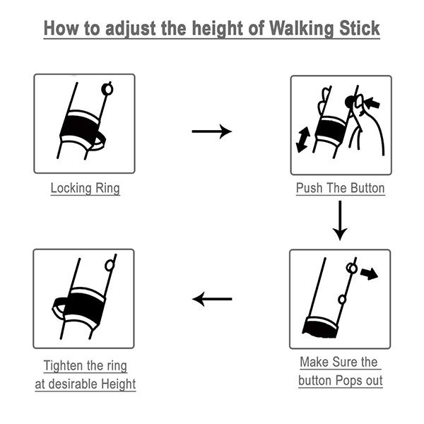 MCP Jindal Height Adjustable Walking Stick - Black - Wheelchairs & Walking Sticks