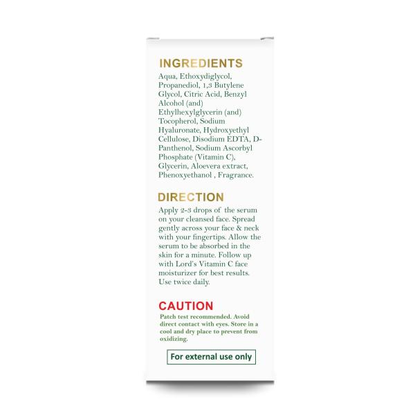 Lord's Vitamin C 10% Face Serum -Vitamin C & Aloevera 30 ml - Personal Care(Homeopathy)