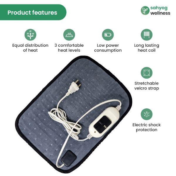 Sahyog Wellness Velvet Orthopaedic Pain Reliever Electric Heating Pad - Grey - Hot Pack/Ice Bag