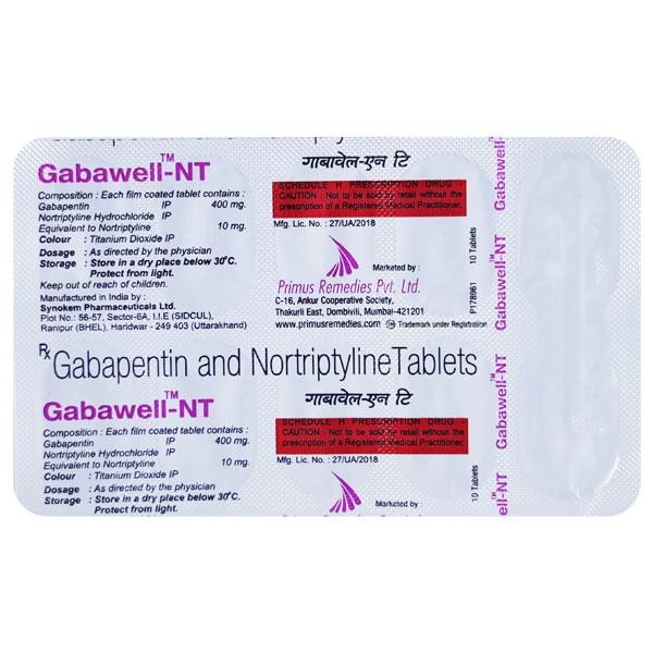 Gabawell NT 400/10mg Tablet 10'S - Neuropathic Pain-Dru