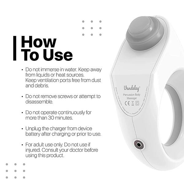 Vandelay Deep Tissue Gun Wireless Massager - White - Massagers