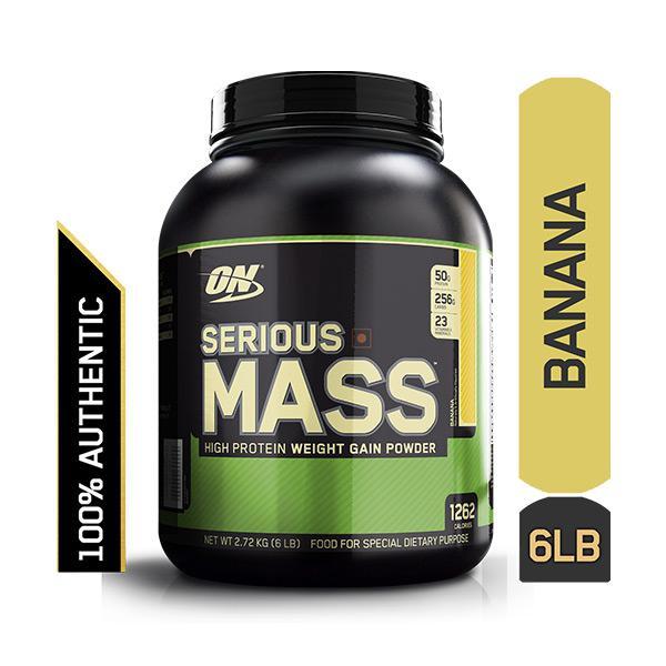 Optimum Nutrition (ON) Serious Mass Powder - Banana Flavour 6 lb - Workout Essentials
