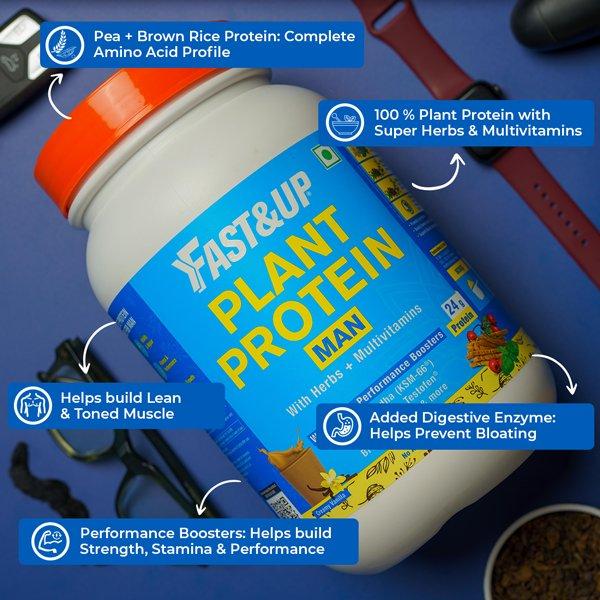 Fast&Up Plant Protein Powder for Men - Chocolate Flavour 1000 gm - Sexual Care