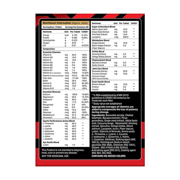 MuscleXP Men Sports Daily Vital Energy Tablet (Pack of 2 x 60's) - Multi-Vitamins