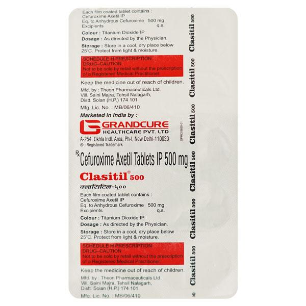 CLASITIL 500mg Tablet 10's - Bacterial Infections-Cep
