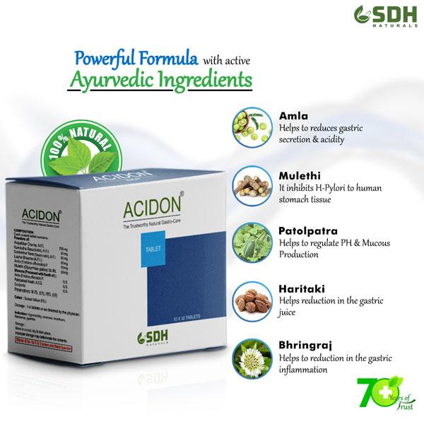 Shree Dhanwantri Herbals Acidon Tablet (Pack of 10 x 30's) - Digestive Care
