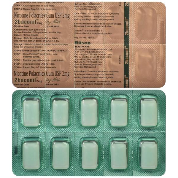 Netmeds | 2baconil Icy Mint 2 mg Chew Gum 10's