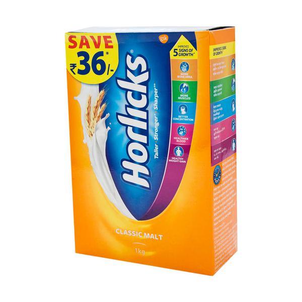 Netmeds | Horlicks Nutritional drink Powder Classic Malt 1 kg (Refill Pack)