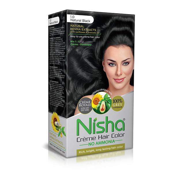 Netmeds | Nisha Creme Hair Color - 1.0 Natural Black 60 gm
